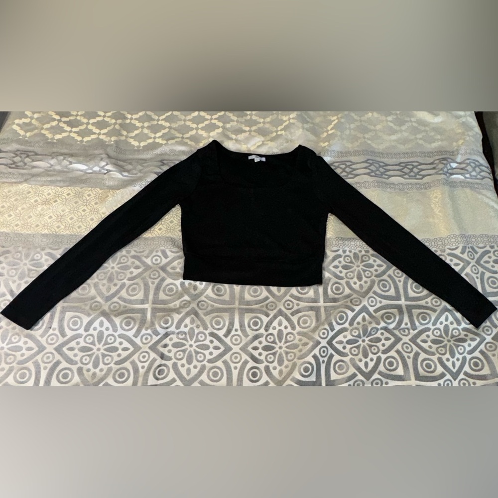 Nordstrom Black Long Sleeve Crop Top